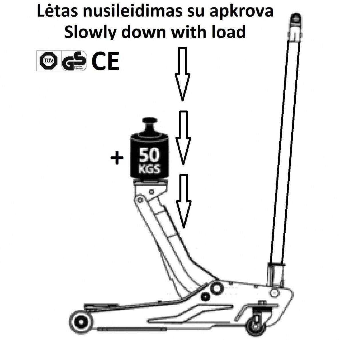 Domkratas su ratukais 140-280mm 2T 8 Domkratas su ratukais 140-280mm 2T 8