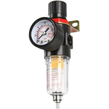 Drėgmės filtras su reguliatorium ir manometru 1/4" 12Bar 1300L/min Marpol M80693 Drėgmės filtras su reguliatorium ir manometru 1/4" 12Bar 1300L/min Marpol M80693