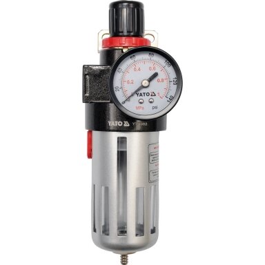 Drėgmės filtras su reguliatoriumi ir manometru 1/2" YATO