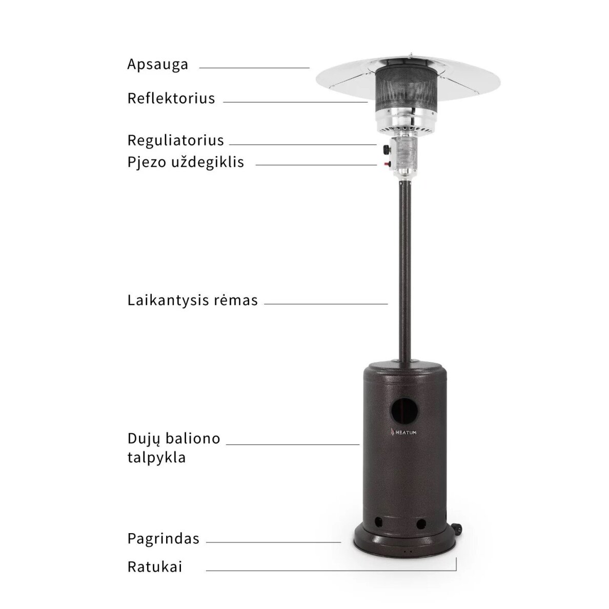 Dujinis lauko šildytuvas Heatum Redem 13,5kW 7 Dujinis lauko šildytuvas Heatum Redem 13,5kW 7