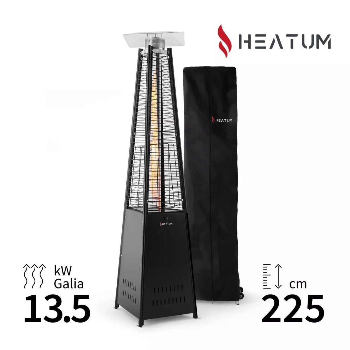 Dujinis šildytuvas 13,5kW Heatum Piramidė Atėnė Juoda