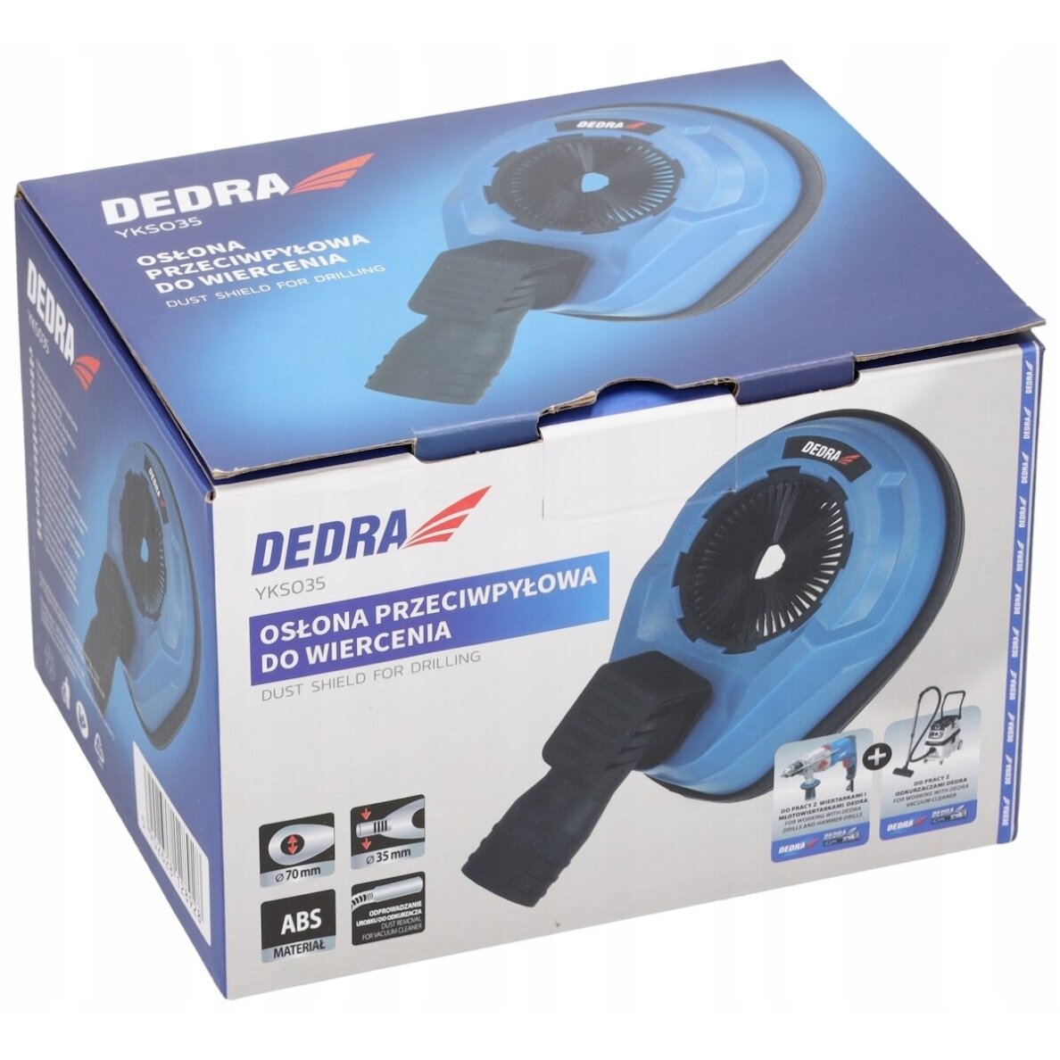 Dulkių apsauga gręžimui iki 70mm su jungtimi prie siurblio DEDRA YKS035 8