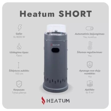 Dujinis lauko šildytuvas Heatum SHORT 8,0kW 5 Dujinis lauko šildytuvas Heatum SHORT 8,0kW 5