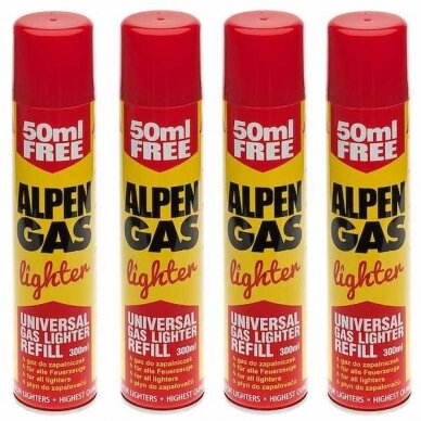 Dujos žiebtuvėliams ALPEN GAS, 300ml. Dujos žiebtuvėliams ALPEN GAS, 300ml.