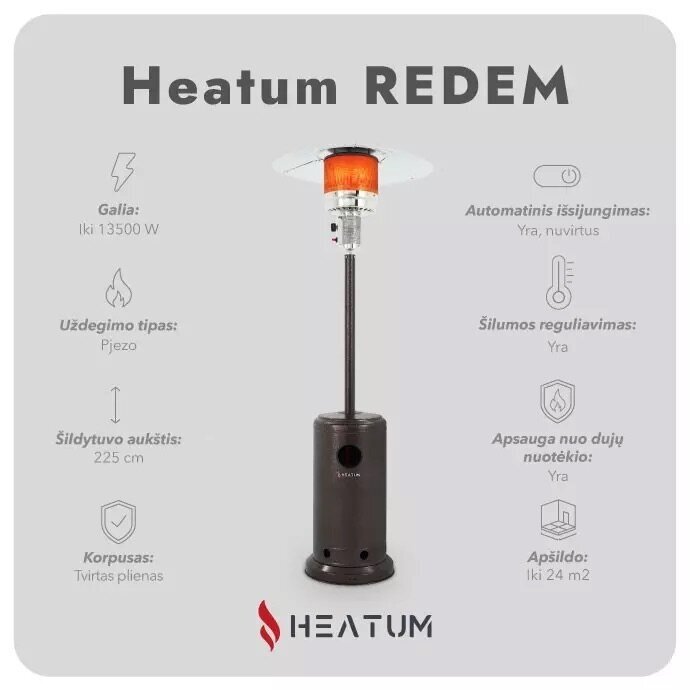 Dujinis lauko šildytuvas Heatum Redem 13,5kW 6 Dujinis lauko šildytuvas Heatum Redem 13,5kW 6