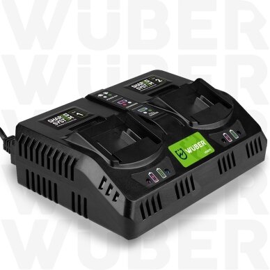 Dvigubas Li-Ion įkrovėjas WUBER 21,5 V | Visoms Share+ System baterijoms 2 Dvigubas Li-Ion įkrovėjas WUBER 21,5 V | Visoms Share+ System baterijoms 2