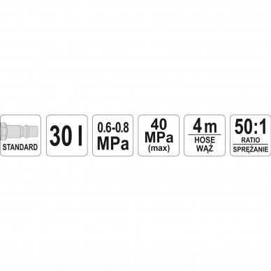 Efektyvus pneumatinis tepimo įrenginys 30l YATO YT-07068 2 Efektyvus pneumatinis tepimo įrenginys 30l YATO YT-07068 2