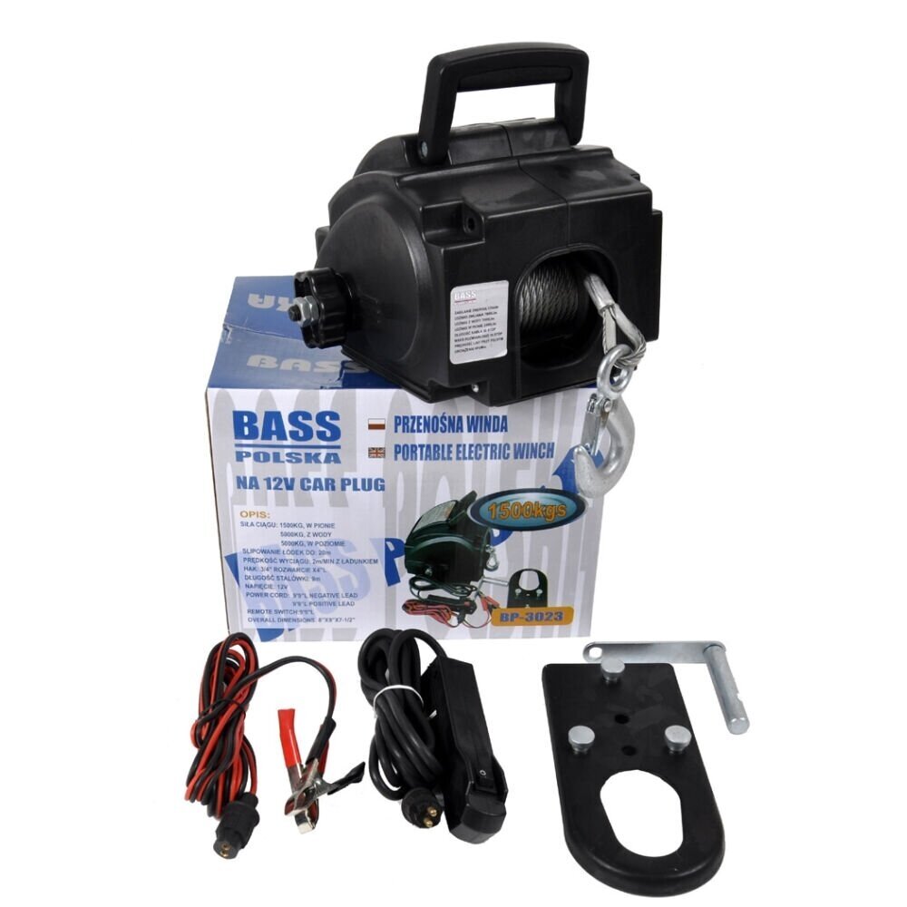 Elektrinė gervė 2500 LBS 12V su 9 metrų lynu BASS POLSKA 1