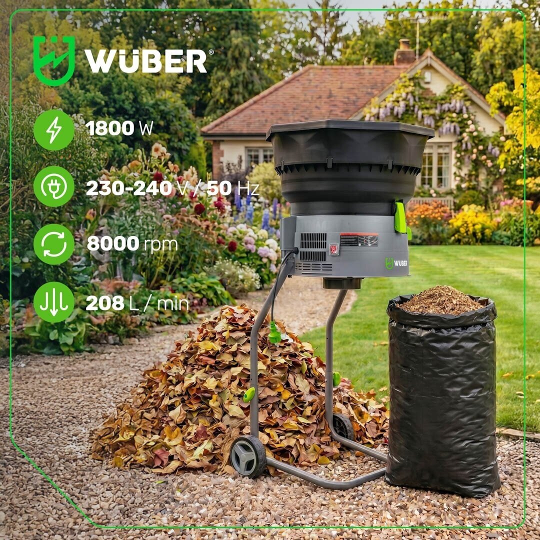 Elektrinis lapų smulkintuvas WUBER 1800W | 80 l 13 Elektrinis lapų smulkintuvas WUBER 1800W | 80 l 13