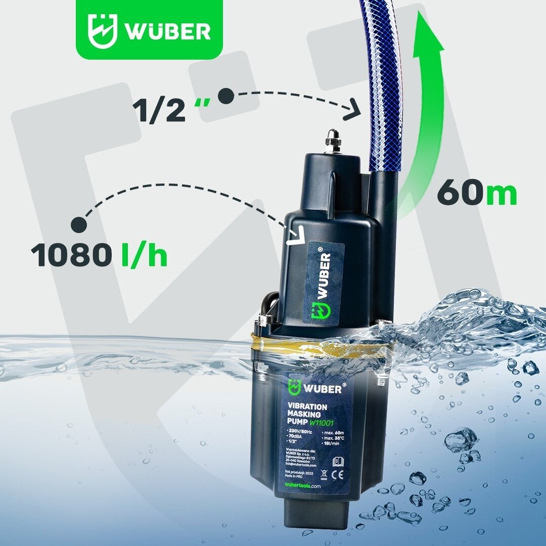 Elektrinis membraninis vandens siurblys 460W, viršutinis įsiurbimas WUBER W11001 10 Elektrinis membraninis vandens siurblys 460W, viršutinis įsiurbimas WUBER W11001 10