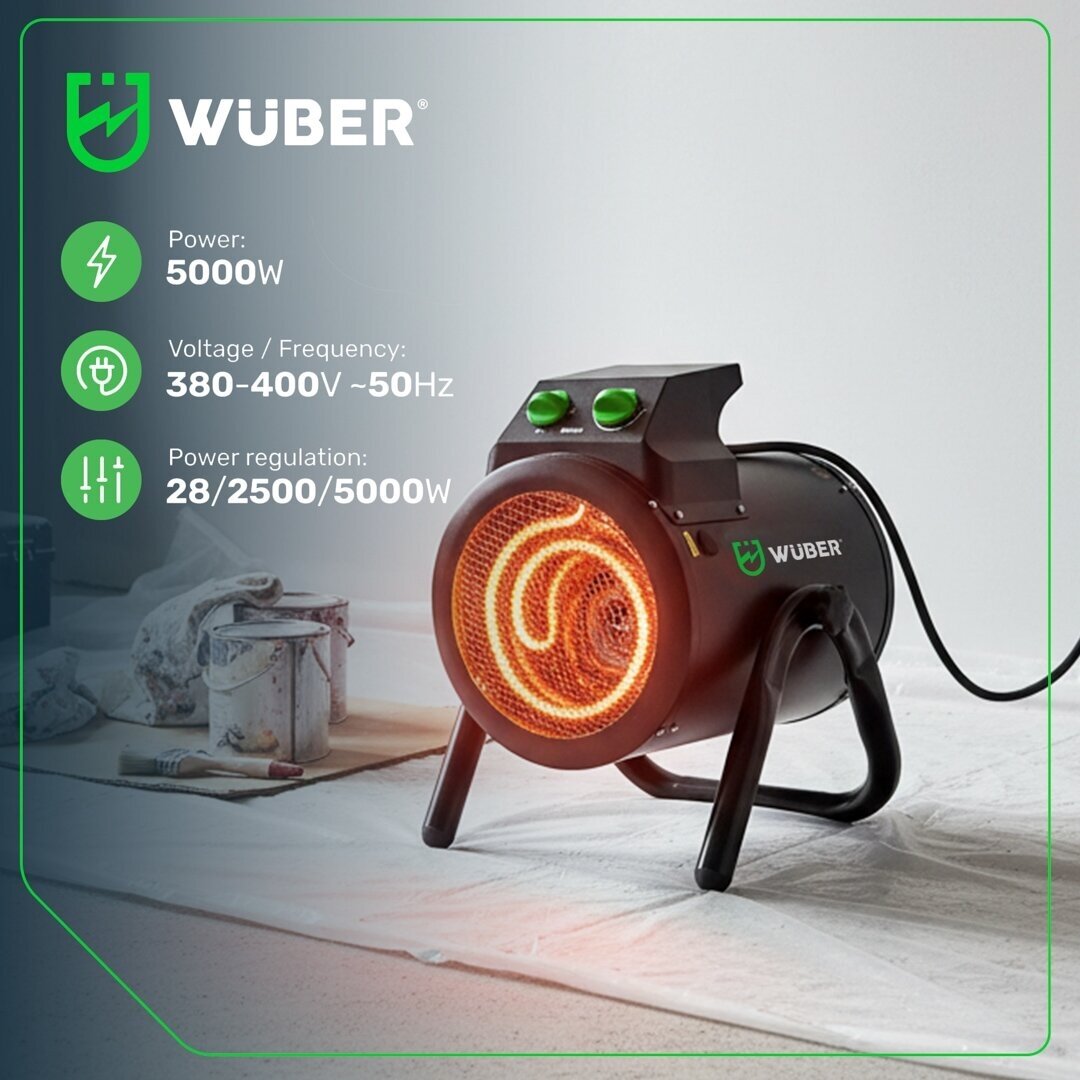 Elektrinis šildytuvas 5kW 400V 3 fazių WUBER 4 Elektrinis šildytuvas 5kW 400V 3 fazių WUBER 4