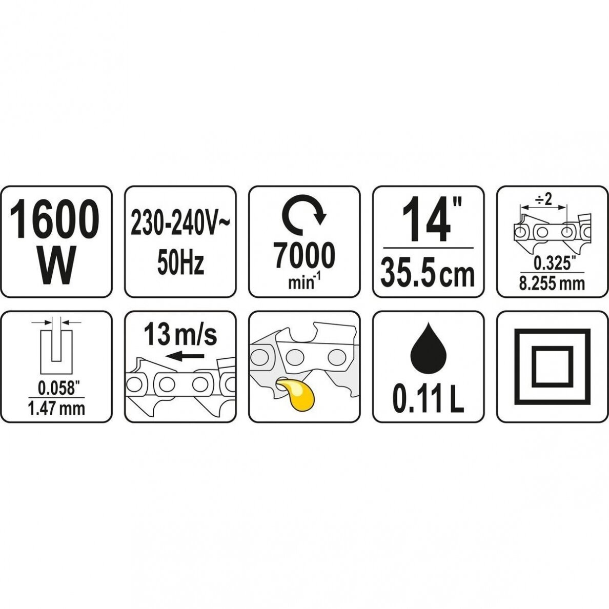 Elektrinis grandininis pjūklas 1600W FLO 1 Elektrinis grandininis pjūklas 1600W FLO 1