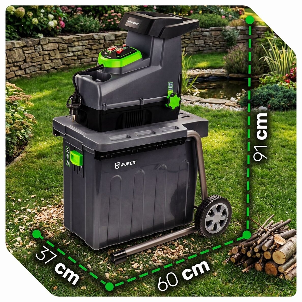 Elektrinis šakų smulkintuvas 2800W WUBER 44 mm | 60 l 5