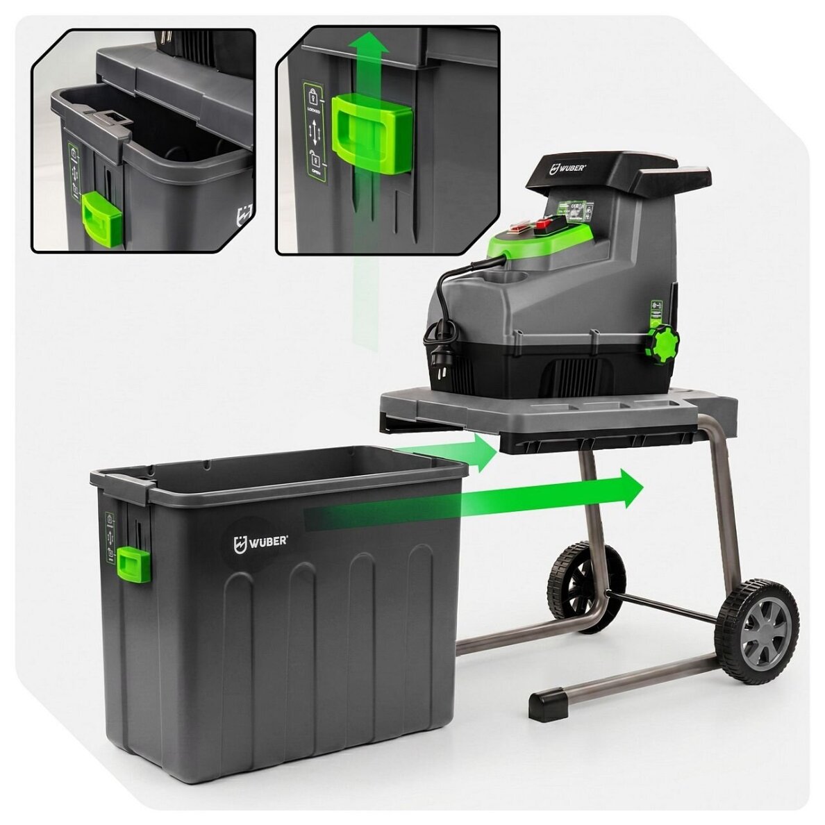 Elektrinis šakų smulkintuvas 2800W WUBER 44 mm | 60 l 3