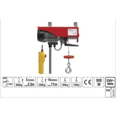 Elektrinė kėlimo gervė 900W 500kg YATO