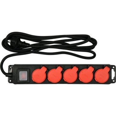 Elektrinis ilgintuvas 5 lizdai su jungikliu ir dangteliais 1.5mm² 3m Elektrinis ilgintuvas 5 lizdai su jungikliu ir dangteliais 1.5mm² 3m