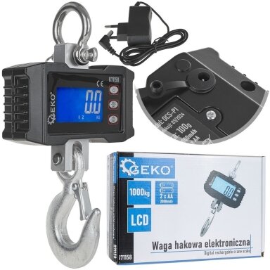 Elektroninės svarstyklės 1000kg, kablio tipo GEKO G71158 Elektroninės svarstyklės 1000kg, kablio tipo GEKO G71158