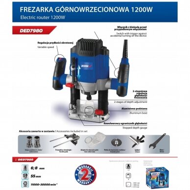 Elektrinė freza Dedra DED7980 1200W 2