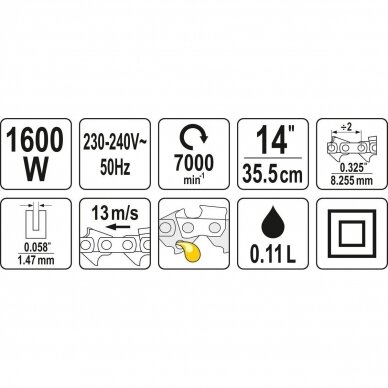 Elektrinis grandininis pjūklas 1600W FLO 1 Elektrinis grandininis pjūklas 1600W FLO 1