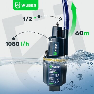 Elektrinis membraninis vandens siurblys 460W, viršutinis įsiurbimas WUBER W11001 10 Elektrinis membraninis vandens siurblys 460W, viršutinis įsiurbimas WUBER W11001 10