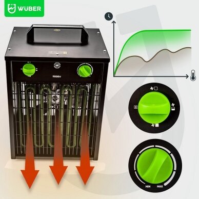 Elektrinis šildytuvas su termostatu 9kW WUBER 400V 6 Elektrinis šildytuvas su termostatu 9kW WUBER 400V 6