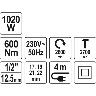 Elektrinis smūginis veržliasukis 600Nm YATO 9 Elektrinis smūginis veržliasukis 600Nm YATO 9