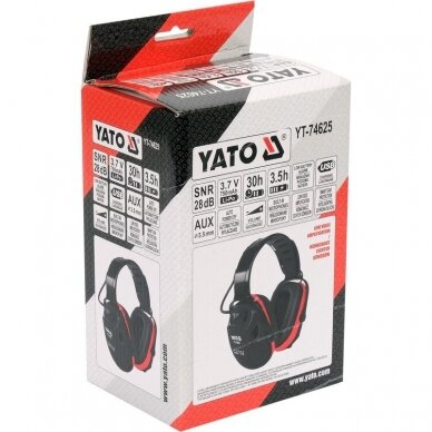 Elektroninės triukšmo ausinės su išmania klausos apsaugos sistema 28 dB YATO 3