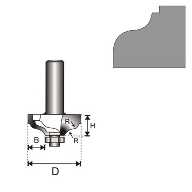 Freza medžiui 8 D 32 H 12,9 R 3,96 B 9,52mm 07F151B DEDRA 1