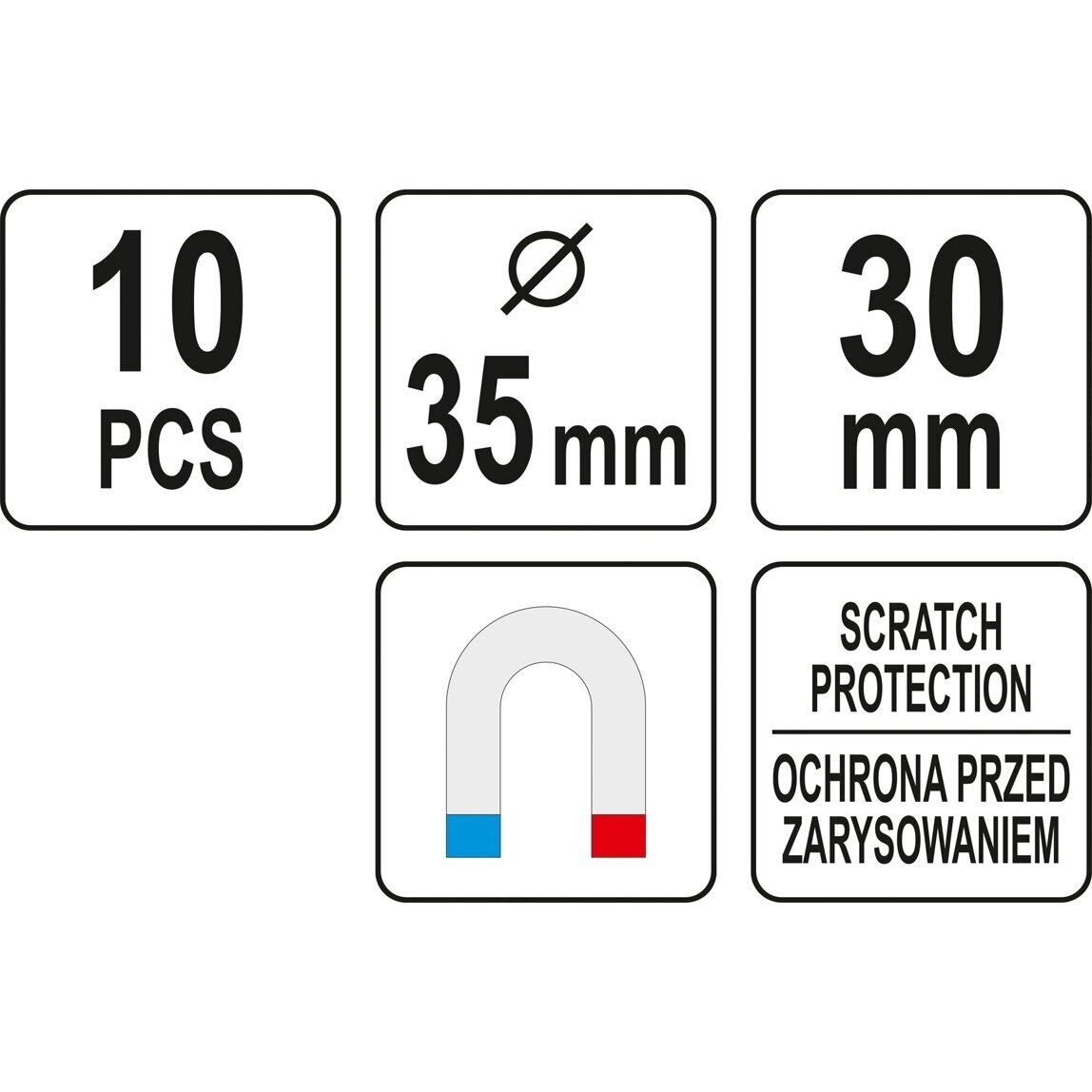 Galingi magnetiniai kabliukai 10vnt. – YATO YT-08690 2 Galingi magnetiniai kabliukai 10vnt. – YATO YT-08690 2