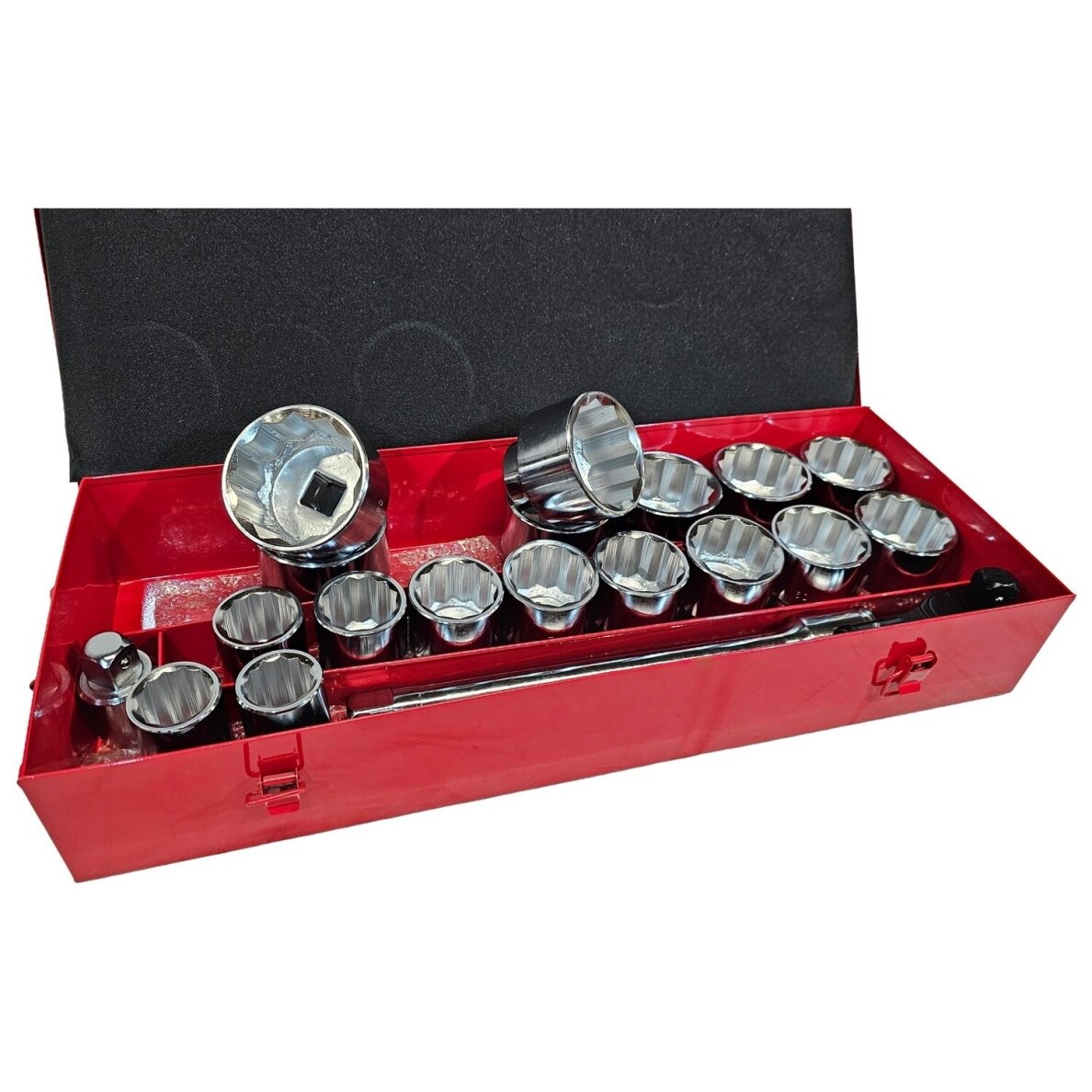 Galvučių ir rakto komplektas 12 kampės | 25 mm (1") | 36 - 80 mm | 22 vnt. ESSEN TOOLS 2