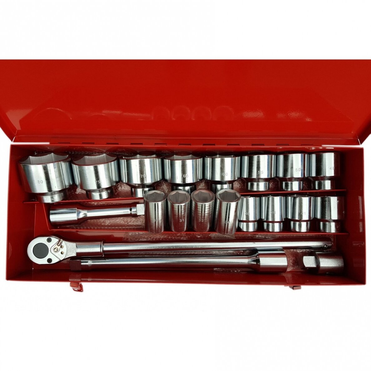 Galvučių ir rakto komplektas 6 kampės 1" 30-80mm 21vnt. Essen tools 1
