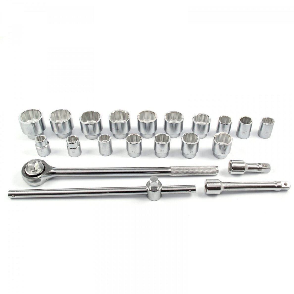 Galvučių komplektas 12 kampų | metalinė dėžė | 20 mm (3/4") | 21 vnt. ESSEN TOOLS 3