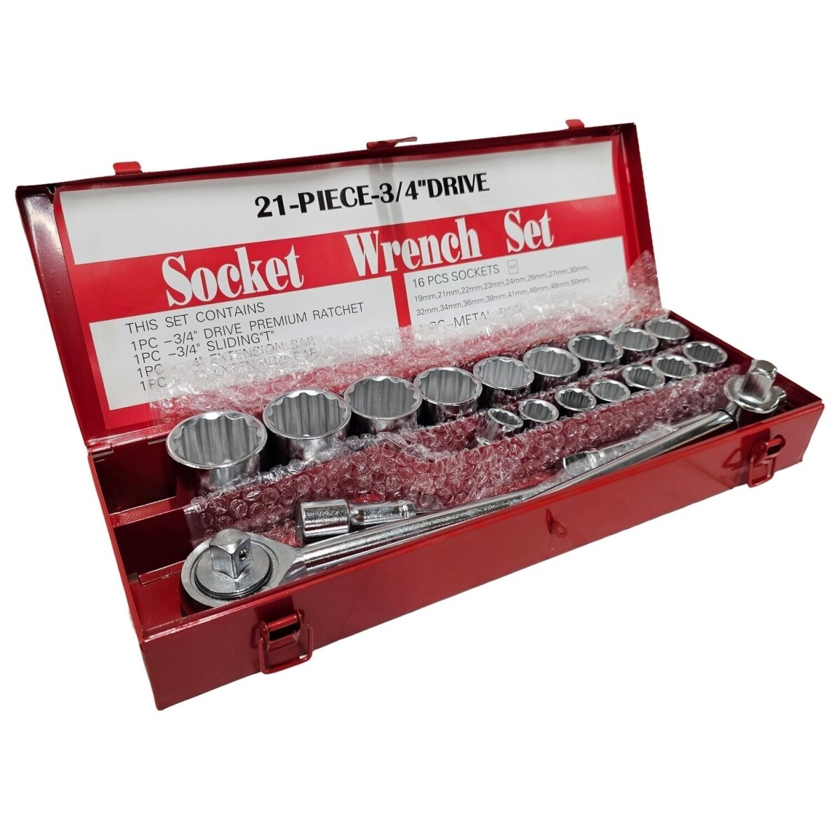 Galvučių komplektas 12 kampų | metalinė dėžė | 20 mm (3/4") | 21 vnt. ESSEN TOOLS 1