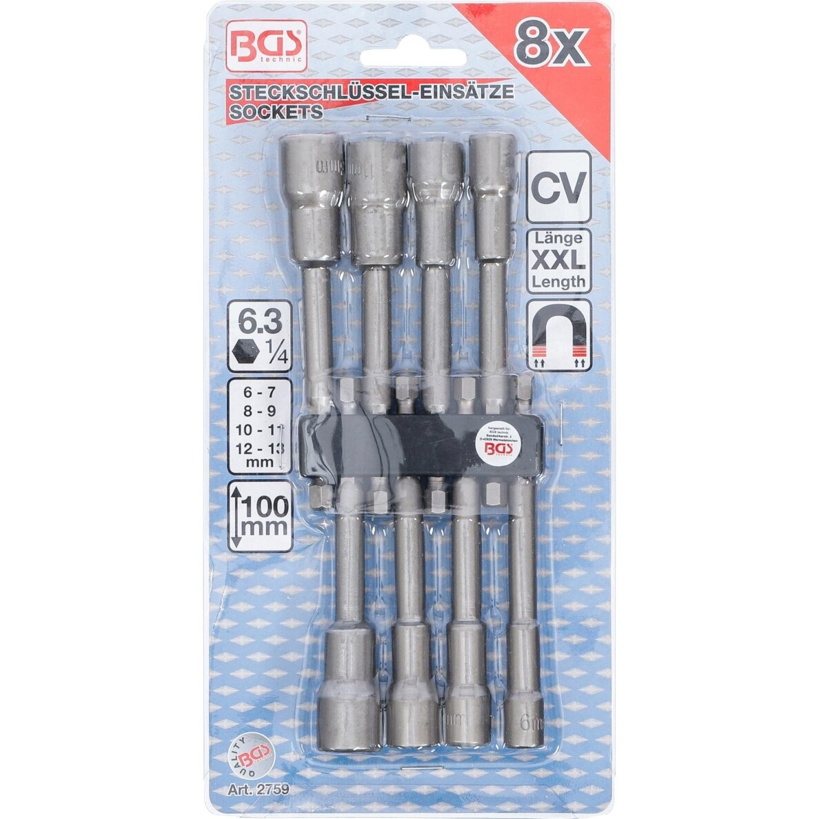 Galvučių rinkinys | ilgas tipas | 6.3 mm (1/4") | elektriniams gręžtuvams | 6 - 13 mm | 8 vnt. (2759) 3 Galvučių rinkinys | ilgas tipas | 6.3 mm (1/4") | elektriniams gręžtuvams | 6 - 13 mm | 8 vnt. (2759) 3