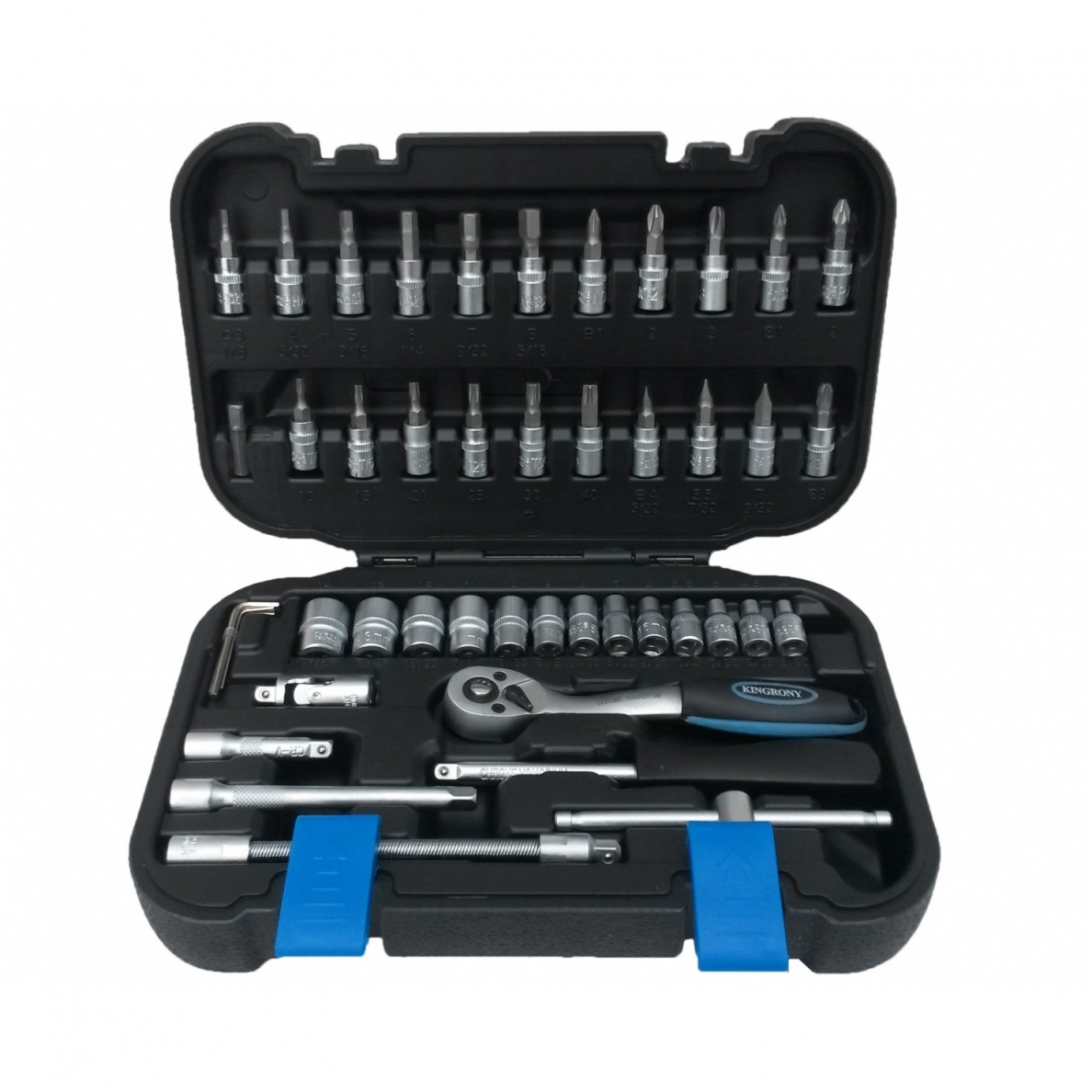 Galvučių su terkšle rinkinys 1/4", 46 vnt. 4 Galvučių su terkšle rinkinys 1/4", 46 vnt. 4
