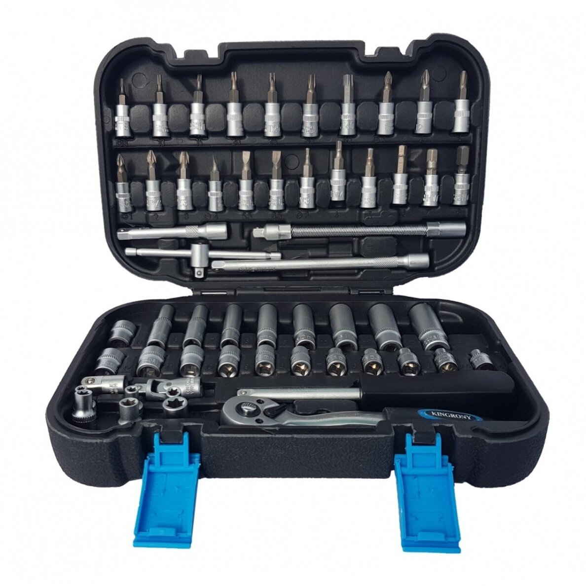 Galvučių su terkšle rinkinys 6.3 mm (1/4") 56 vnt. Galvučių su terkšle rinkinys 6.3 mm (1/4") 56 vnt.