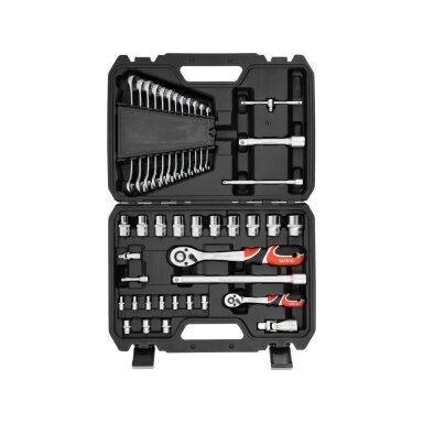 Galvučių ir įrankių rinkinys | 1/4", 1/2" | 41 vnt YT-38742 YATO Galvučių ir įrankių rinkinys | 1/4", 1/2" | 41 vnt YT-38742 YATO