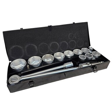 Galvučių ir rakto komplektas šešiakampės | 25 mm (1") | 36 - 80 mm | 15 vnt. ESSEN TOOLS GERMANY Galvučių ir rakto komplektas šešiakampės | 25 mm (1") | 36 - 80 mm | 15 vnt. ESSEN TOOLS GERMANY