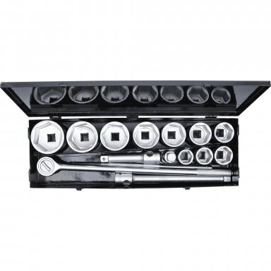 Galvučių ir rakto rinkinys 1" 36-80mm 15vnt. Galvučių ir rakto rinkinys 1" 36-80mm 15vnt.