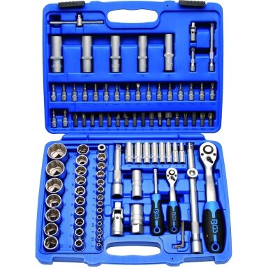 Galvučių ir raktų komplektas 95 dalių, 1/4" + 1/2" Galvučių ir raktų komplektas 95 dalių, 1/4" + 1/2"