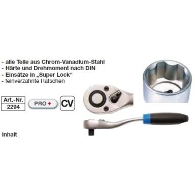 Galvučių ir raktų komplektas 95 dalių, 1/4" + 1/2" Galvučių ir raktų komplektas 95 dalių, 1/4" + 1/2"