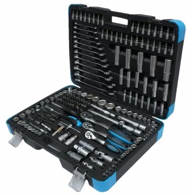 Galvučių ir raktų rinkinys 216 vnt. 1/4"+3/8"+1/2" KingRony