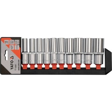 Galvučių rinkinys šešiakampės, ilgos 12,5 mm 1/2" 10 - 24 mm 10 vnt. YT-38861 YATO
