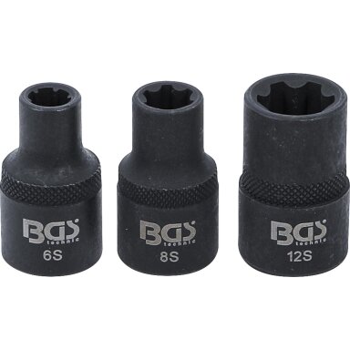 Galvučių rinkinys | Spline (Ribe) M6S, M8S, M12S | 3 vnt. (9336) BGS Galvučių rinkinys | Spline (Ribe) M6S, M8S, M12S | 3 vnt. (9336) BGS