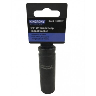Galvutė smūginė šešiakampė ilga 12,5 mm (1/2") 17 mm Galvutė smūginė šešiakampė ilga 12,5 mm (1/2") 17 mm