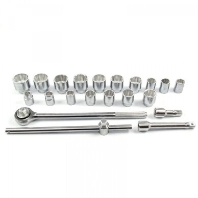 Galvučių komplektas 12 kampų | metalinė dėžė | 20 mm (3/4") | 21 vnt. ESSEN TOOLS 3 Galvučių komplektas 12 kampų | metalinė dėžė | 20 mm (3/4") | 21 vnt. ESSEN TOOLS 3