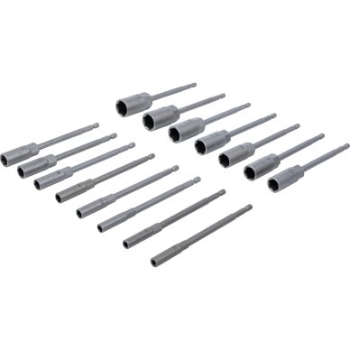 Galvučių rinkinys | ilgas tipas | 6.3 mm (1/4") | elektriniams gręžtuvams | 5.5 - 19 mm | 15 vnt. (70147) 2