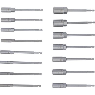 Galvučių rinkinys | ilgas tipas | 6.3 mm (1/4") | elektriniams gręžtuvams | 5.5 - 19 mm | 15 vnt. (70147) 4