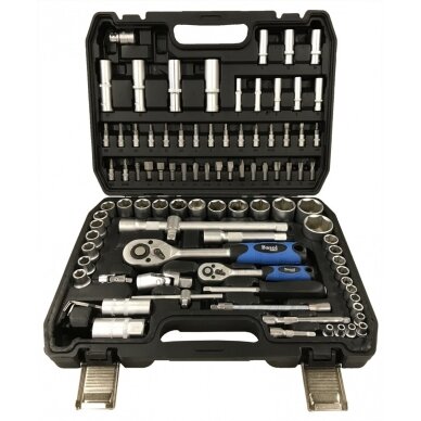 Galvučių rinkinys su terkšlėmis 6.3 mm 1/4" + 12.5 mm 1/2" 94 vnt. BS78094 BASOL
