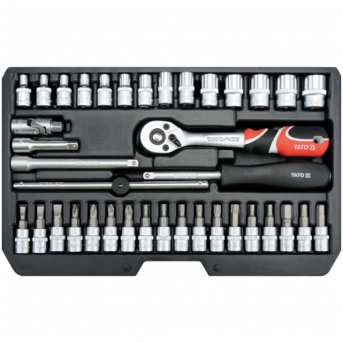 Galvučių su terkšle rinkinys 1/4" 38 vnt. 1 Galvučių su terkšle rinkinys 1/4" 38 vnt. 1